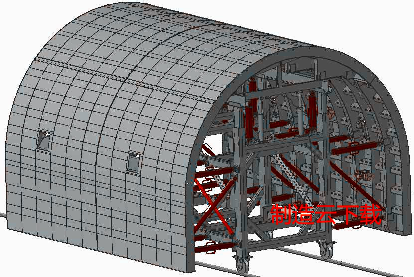 水电站隧道钢模台车3D模型