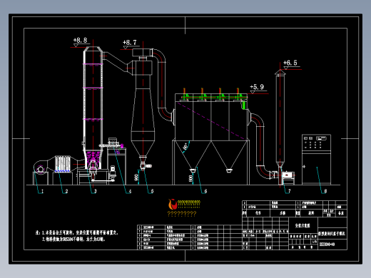 XSZ-10型旋转闪蒸干燥流程图
