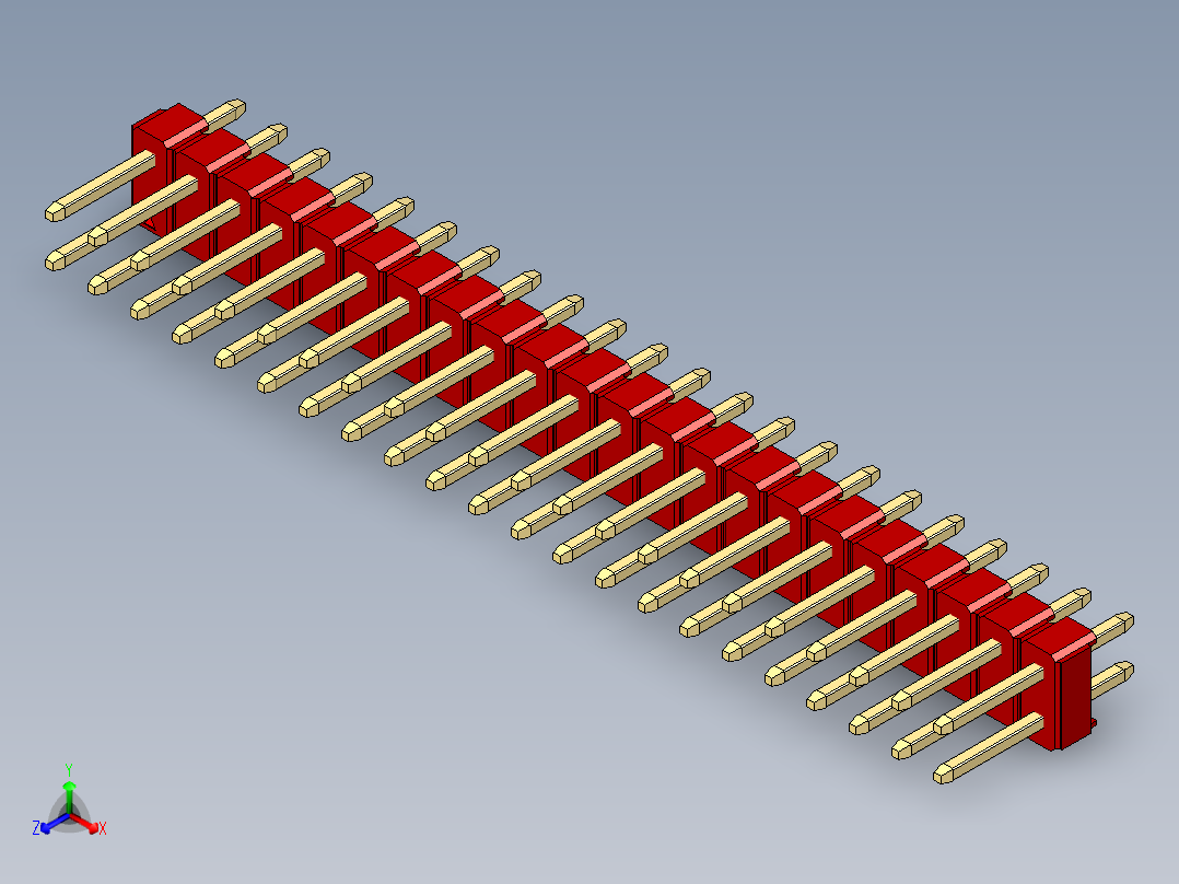 彩色公头100mil（2.54mm）系列-DS1021_red_2x22p_100mil_Type1_rev1.0主视图