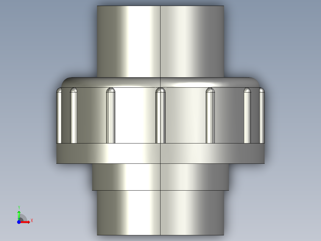 聚氯乙烯配件29-Sch80_Union T375_SxS_897-375-007_0.75in前视图