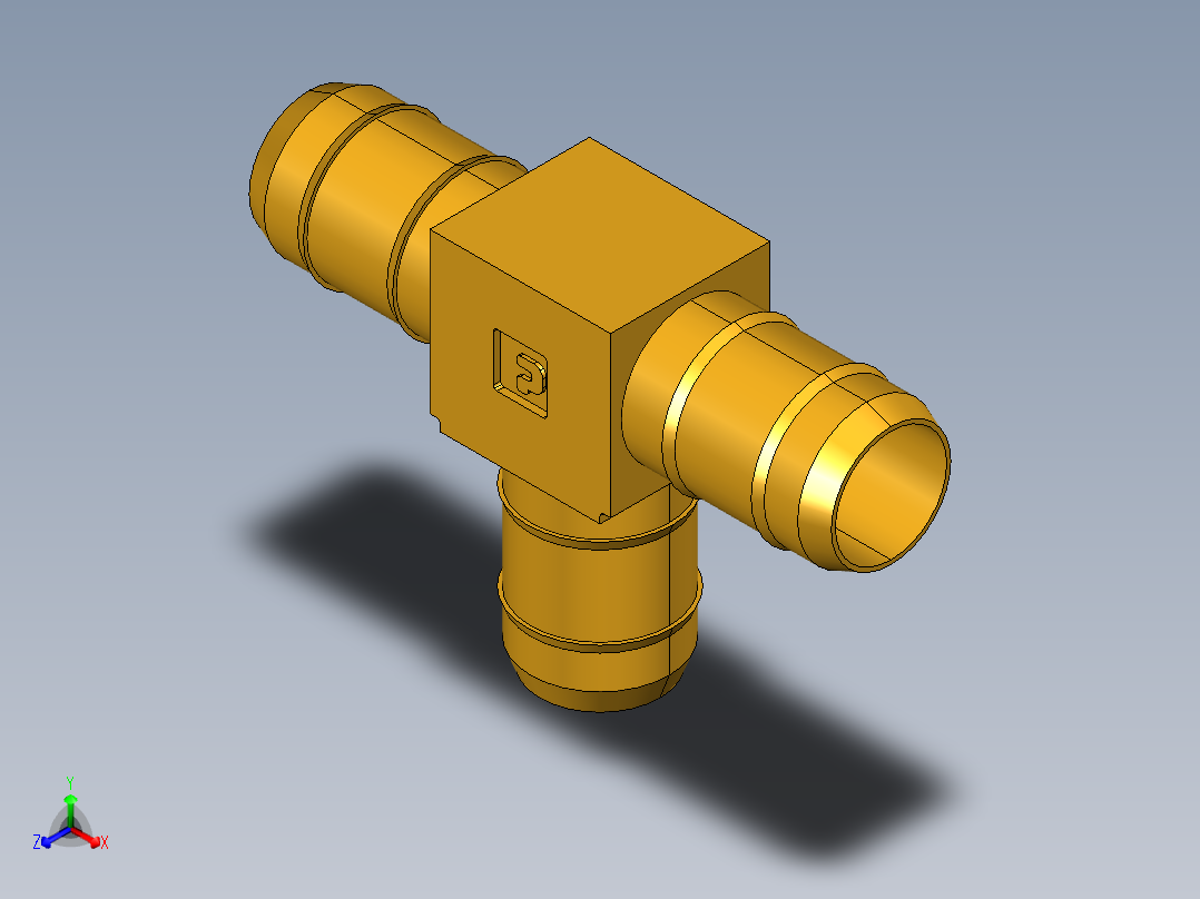 工业通用螺蚊管倒齿式工业硬管接头Union Tee 224-8主视图