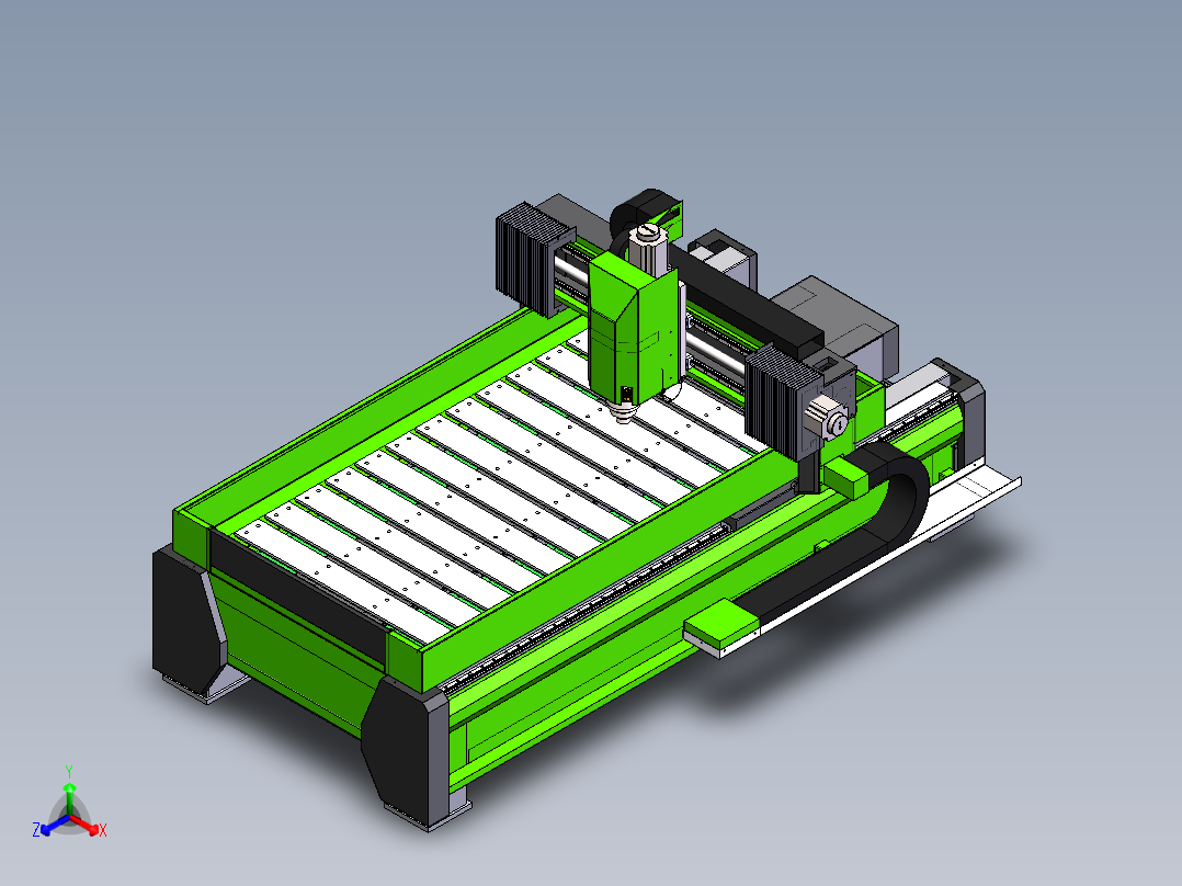1020铝板门花雕刻机sw18可编辑正等轴测图