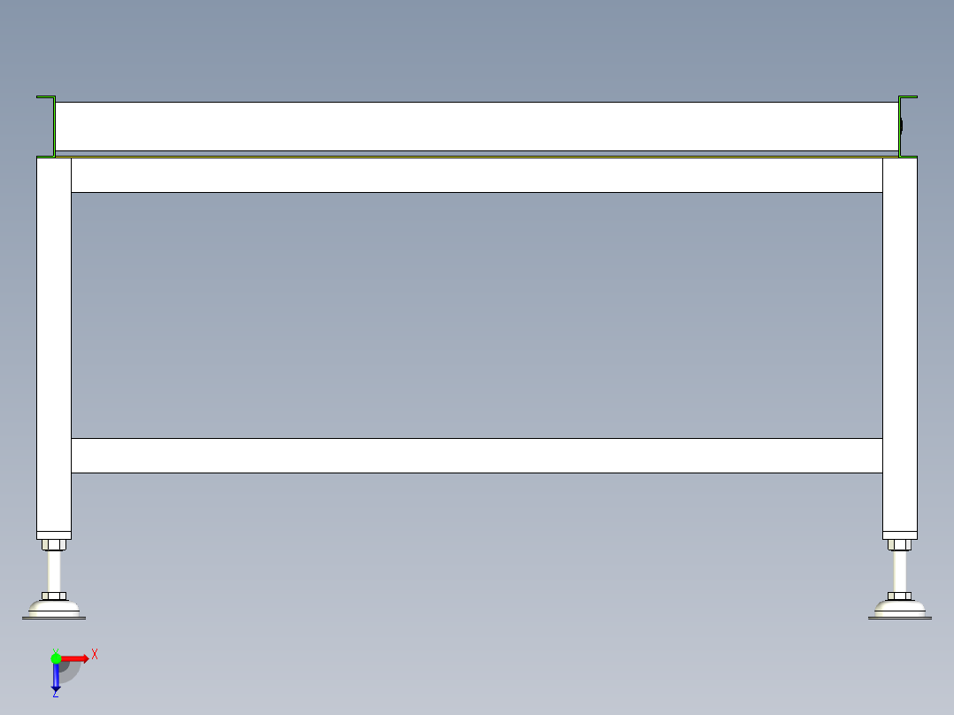 无动力滚筒导向架俯视图