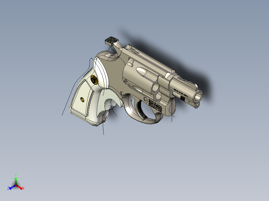 手枪左轮冲锋枪老式狙击步枪设计3D图纸smith-wesson-chiefs-special-38-spl-model-36-ca-1950 stp igs x_t主视图