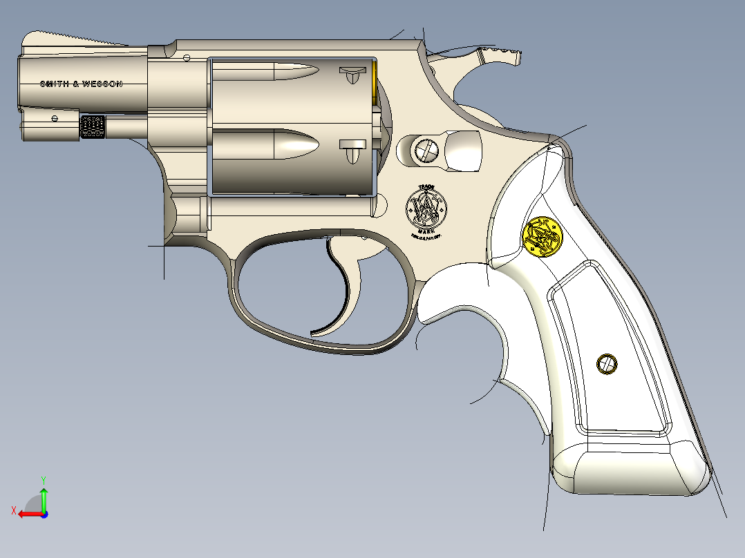 手枪左轮冲锋枪老式狙击步枪设计3D图纸smith-wesson-chiefs-special-38-spl-model-36-ca-1950 stp igs x_t后视图