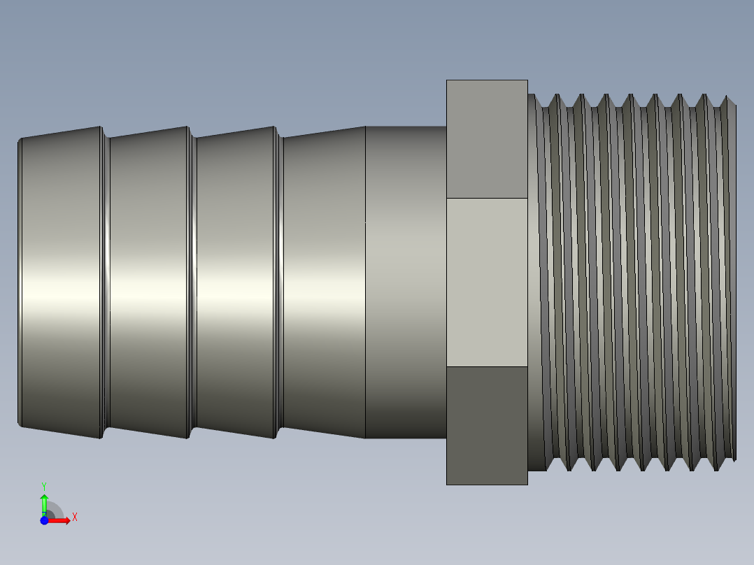 螺纹管水管接头-有边 [DN25X27]前视图