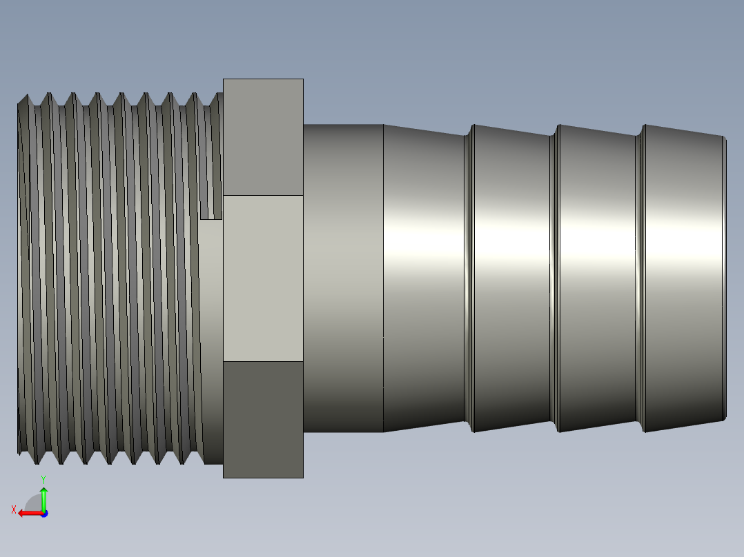 螺纹管水管接头-有边 [DN25X27]后视图