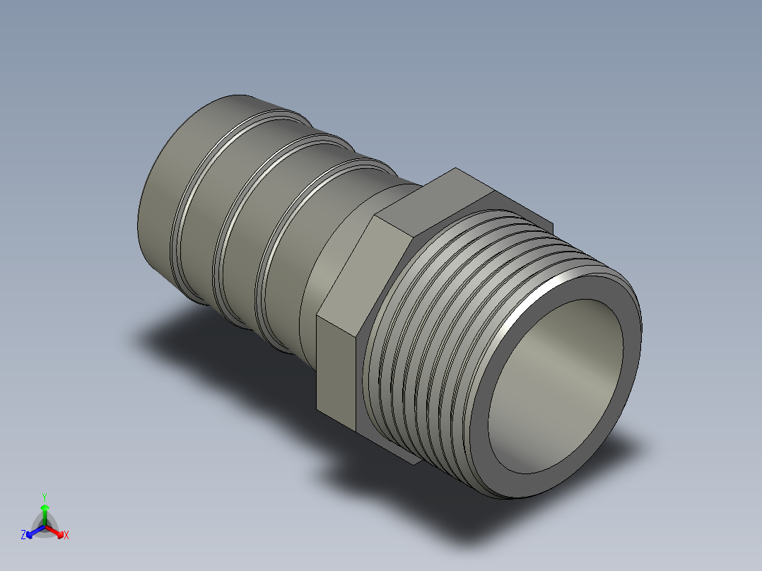 螺纹管水管接头-有边 [DN25X27]正等轴测图