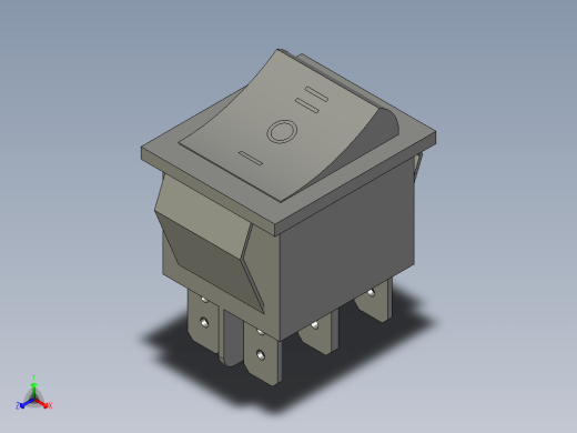 进退开关25x31-6脚3档红色