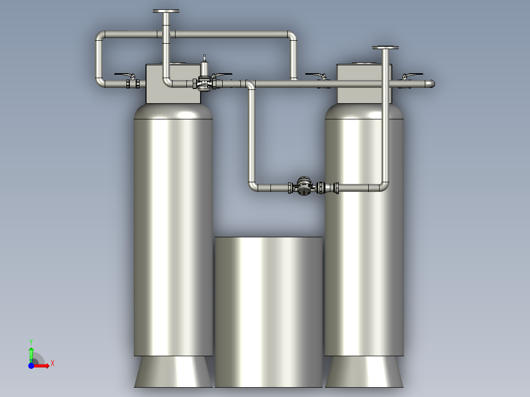 软化水装置组装模块前视图