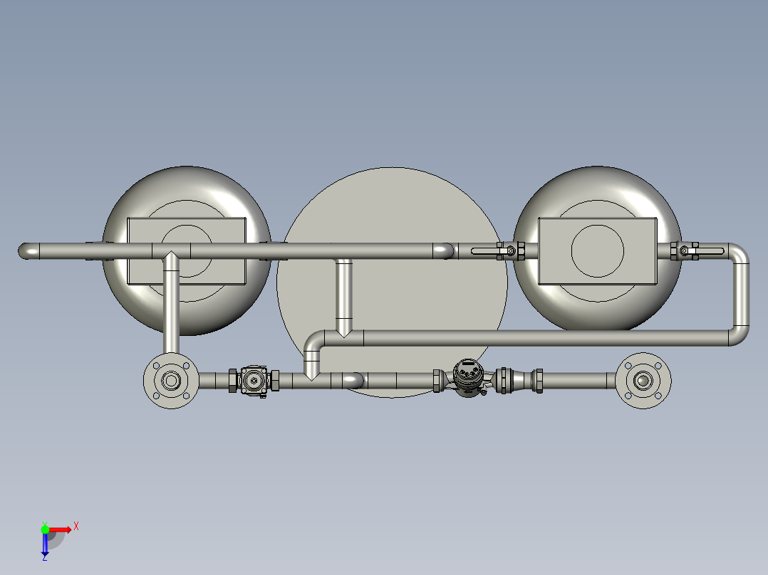 软化水装置组装模块俯视图