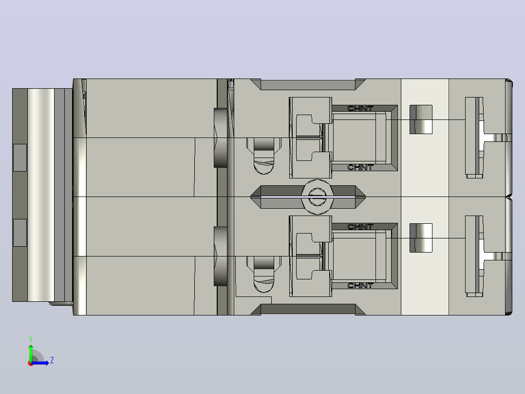 DZ47-60M 2P小型断路器三维模型 2020202左视图