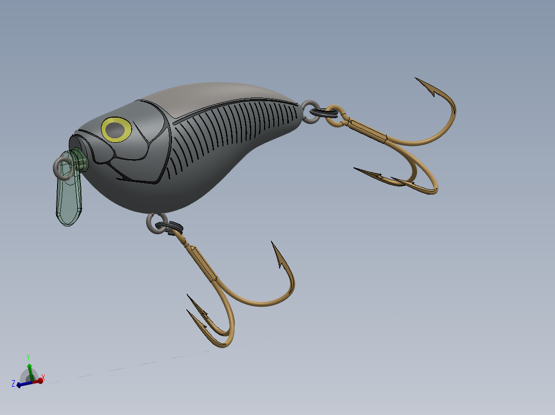 Ugly Duckling路亚Lure假鱼饵模型3D图纸 Solidworks设计 附IGS