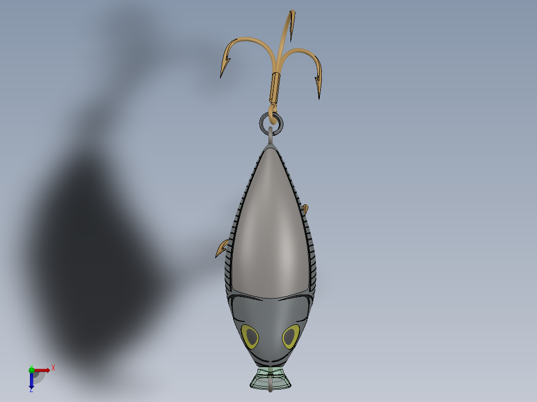 Ugly Duckling路亚Lure假鱼饵模型3D图纸 Solidworks设计 附IGS俯视图