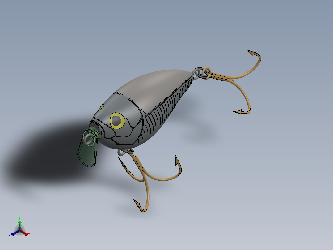 Ugly Duckling路亚Lure假鱼饵模型3D图纸 Solidworks设计 附IGS正等轴测图