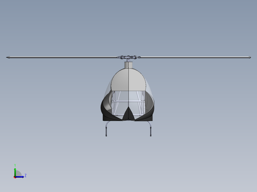 小型直升机框架焊件SW2014含所有特征，蚊子直升机左视图