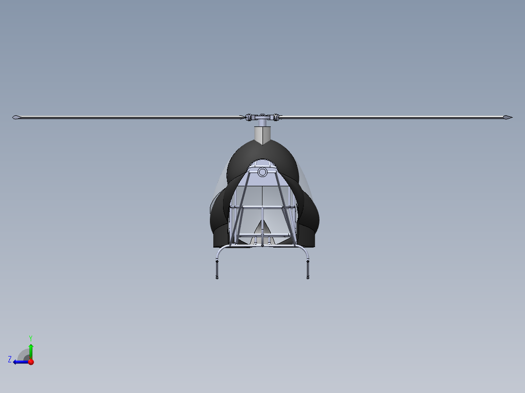小型直升机框架焊件SW2014含所有特征，蚊子直升机右视图