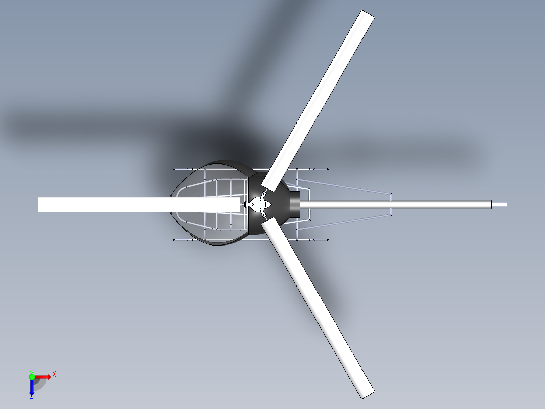 小型直升机框架焊件SW2014含所有特征，蚊子直升机俯视图