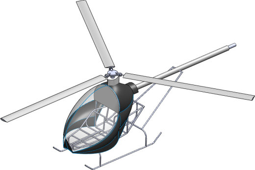 小型直升机框架焊件SW2014含所有特征，蚊子直升机缩略图