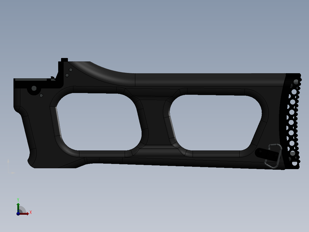 狙击布枪的枪尾3D模型前视图