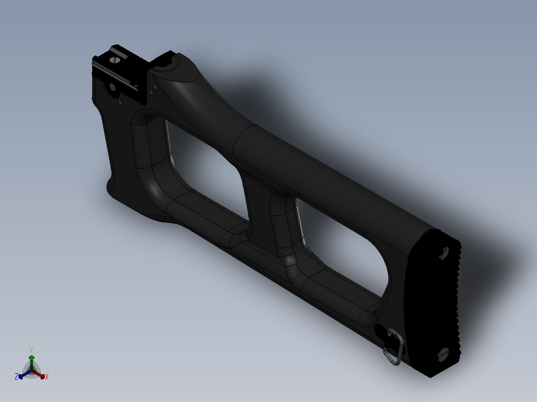 狙击布枪的枪尾3D模型正等轴测图