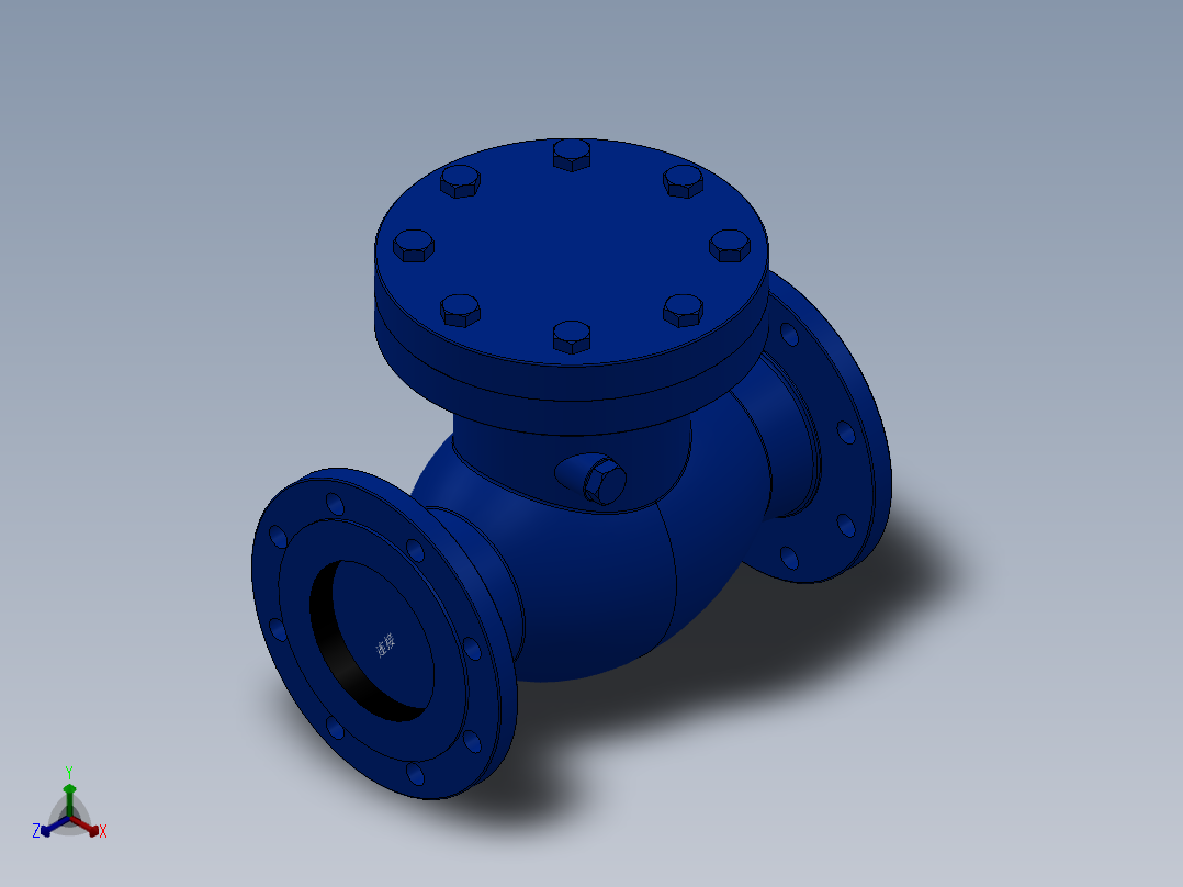 旋启式止回阀-铸铁 DN50-DN300正等轴测图