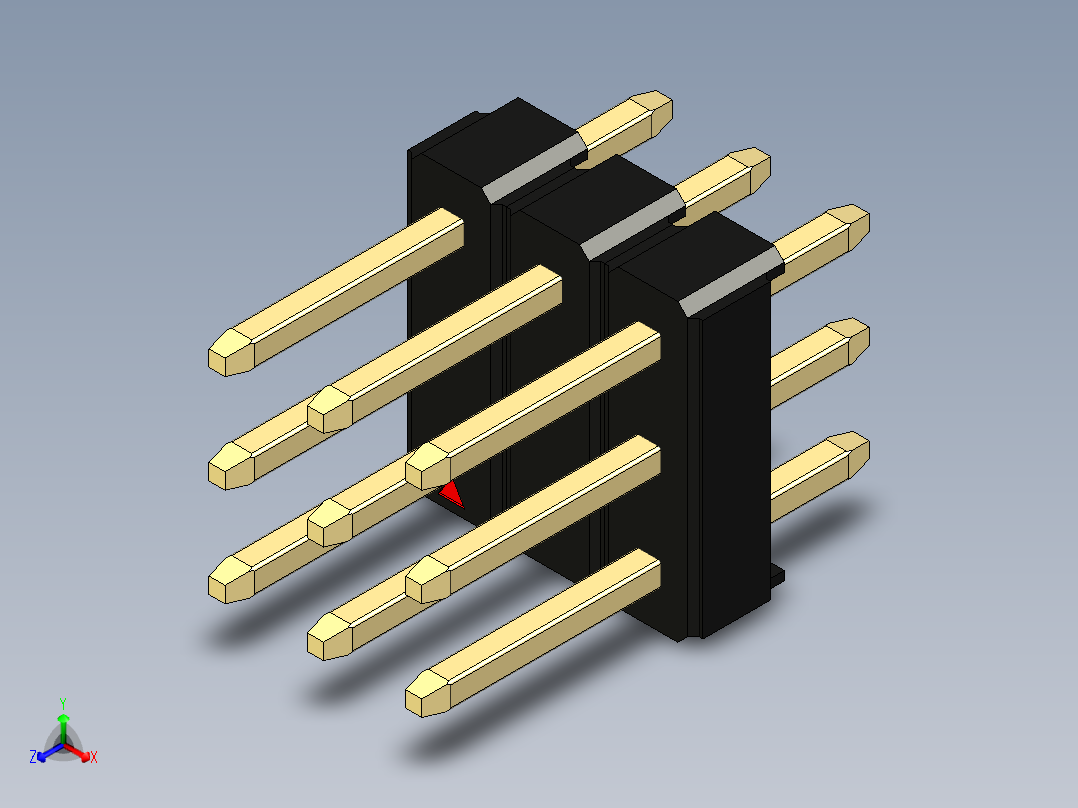 彩色公头100mil（2.54mm）系列-DS1021_black_3x03p_100mil_Type1_rev1.0主视图