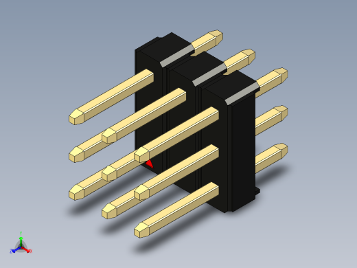 彩色公头100mil（2.54mm）系列-DS1021_black_3x03p_100mil_Type1_rev1.0正等轴测缩略图