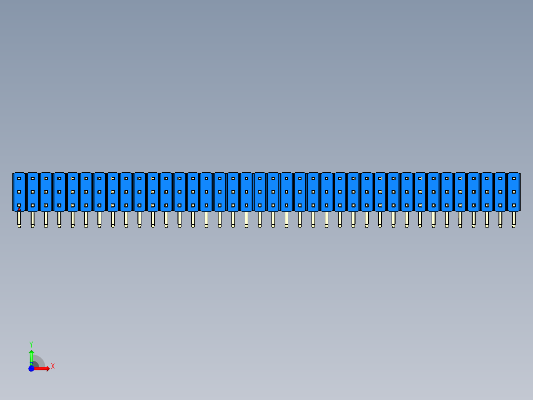 彩色公排针 100mil 2.54mm 系列-DS1022_blue_3x38p_100mil_TypeD_rev1.0前视图