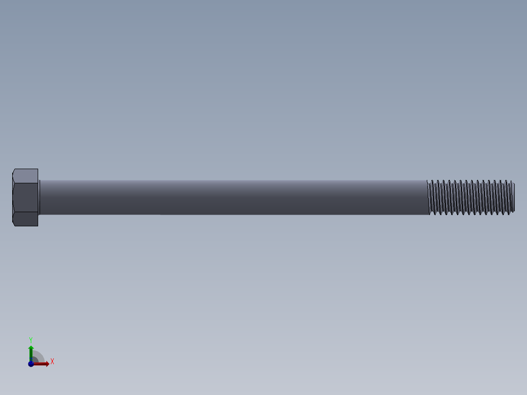 UNC 六角螺栓-Hex Bolt 0.4375-14 x 6.SLDPRT前视图