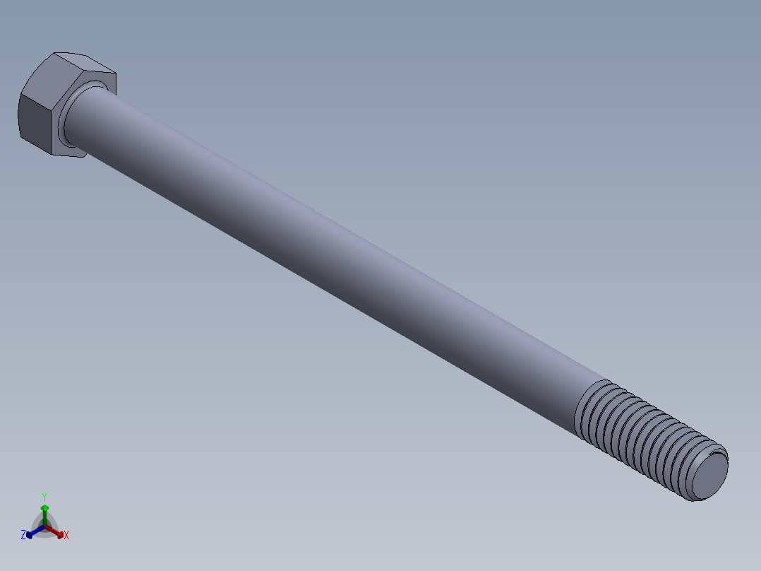UNC 六角螺栓-Hex Bolt 0.4375-14 x 6.SLDPRT正等轴测图