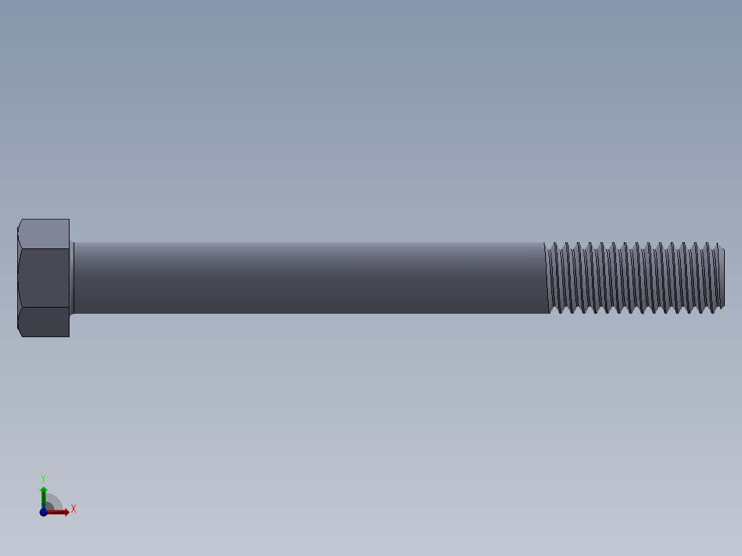 UNC 六角螺栓-Hex Bolt 0.4375-14 x 4.SLDPRT前视图