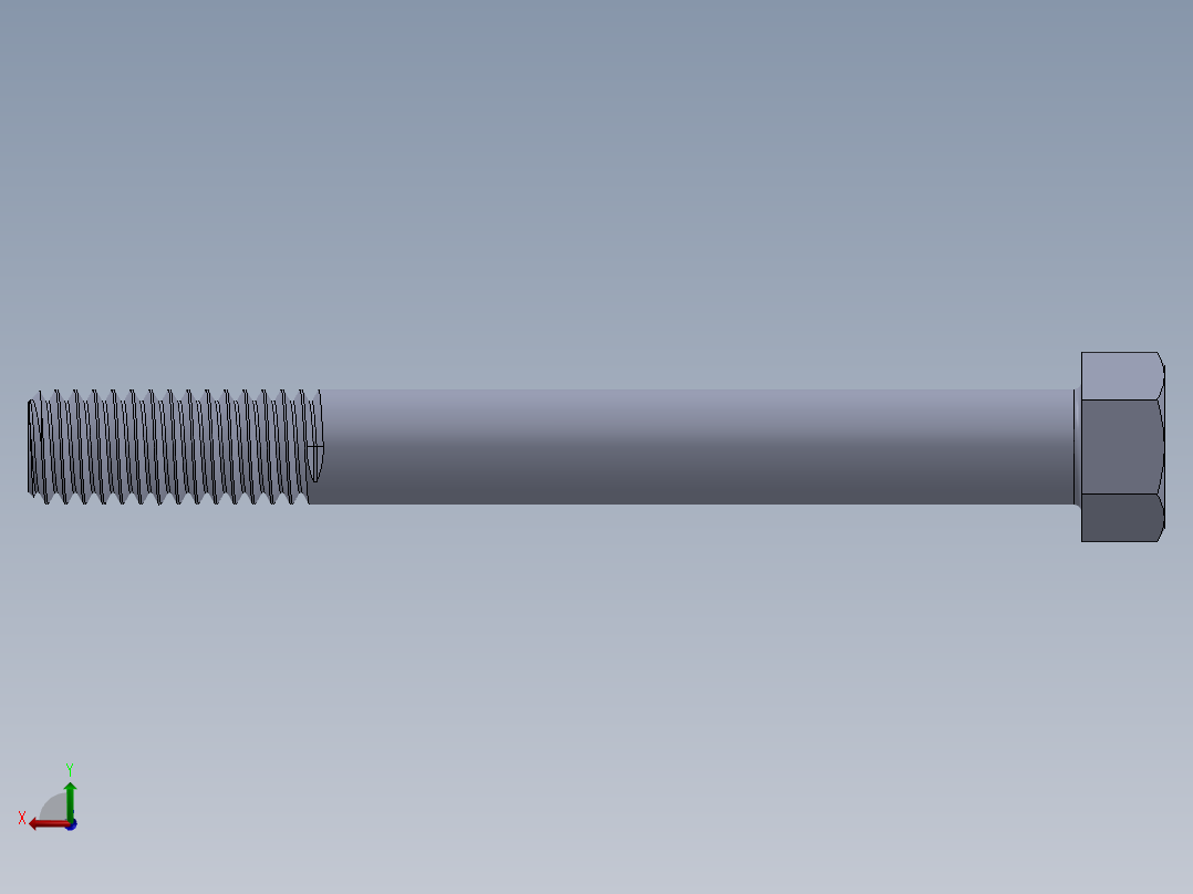 UNC 六角螺栓-Hex Bolt 0.4375-14 x 4.SLDPRT后视图
