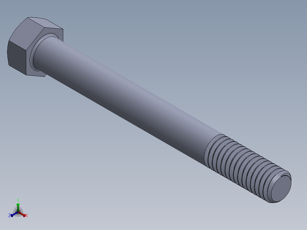 UNC 六角螺栓-Hex Bolt 0.4375-14 x 4.SLDPRT正等轴测图