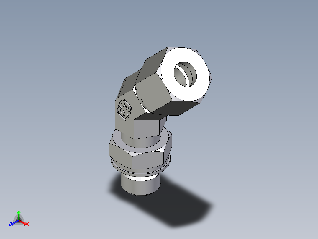 卡套式工业通用硬管接头EO_Adjustable_locknut_45_deg_elbow_VEE08ZLMORCF主视图