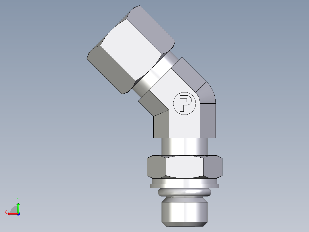 卡套式工业通用硬管接头EO_Adjustable_locknut_45_deg_elbow_VEE08ZLMORCF后视图