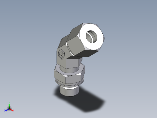 卡套式工业通用硬管接头EO_Adjustable_locknut_45_deg_elbow_VEE08ZLMORCF正等轴测缩略图