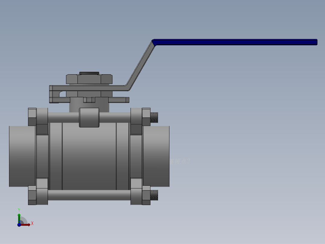 三片式对焊球阀-316L DN15-DN80前视图
