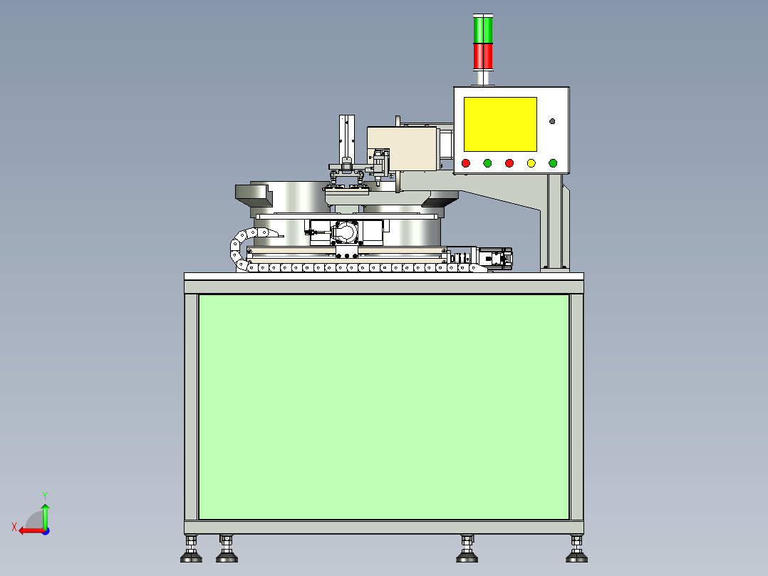双振动盘凸轮机构自动包装机装配体后视图