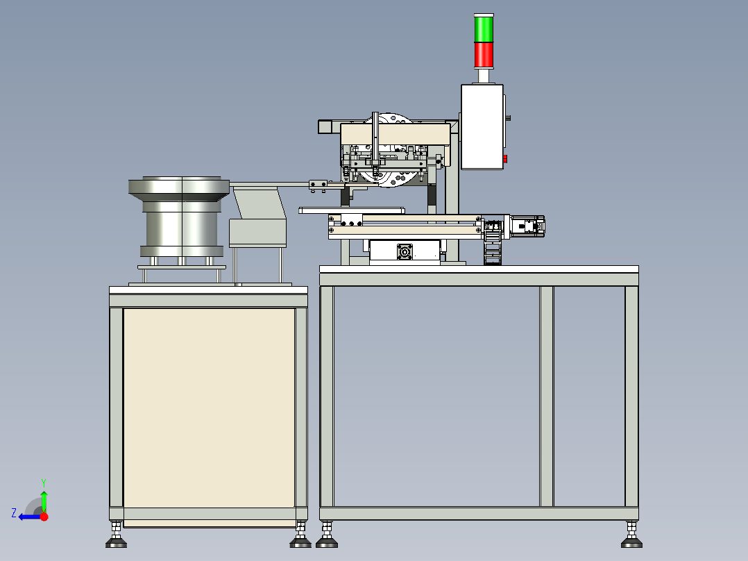 双振动盘凸轮机构自动包装机装配体右视图
