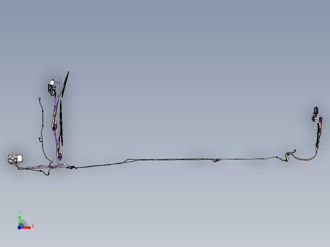 汽车前后雨刮系统及风窗清洗系统3D前视图