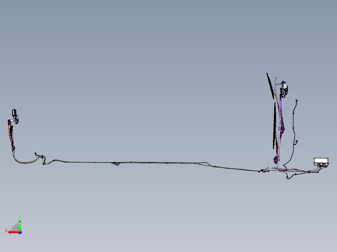 汽车前后雨刮系统及风窗清洗系统3D后视图