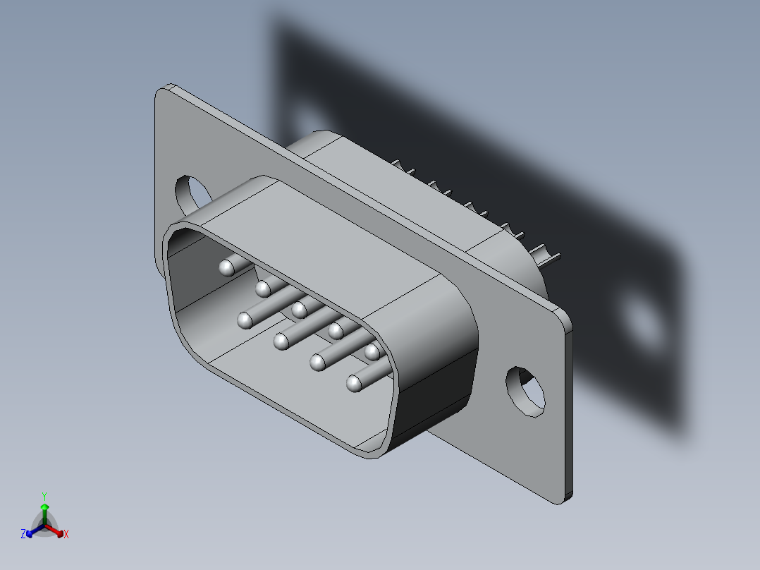 RS232 公头和公头正等轴测图