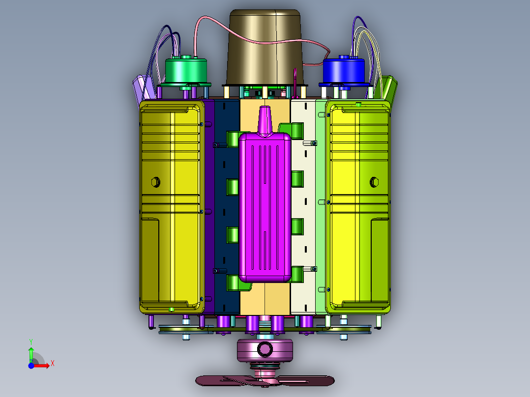 金属拼装模型动力机械结构前视图