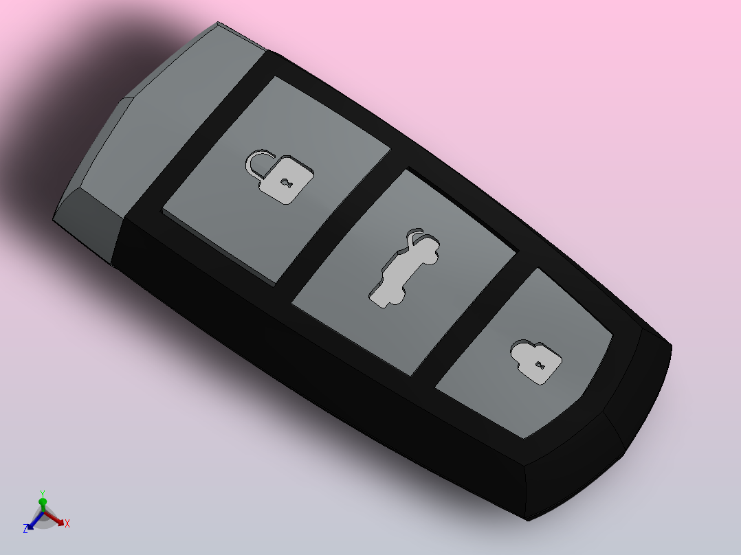 现代汽车钥匙遥控器主视图