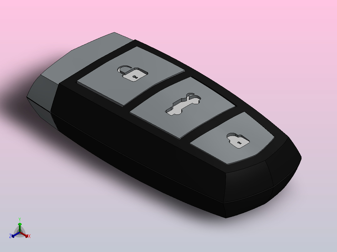 现代汽车钥匙遥控器正等轴测图