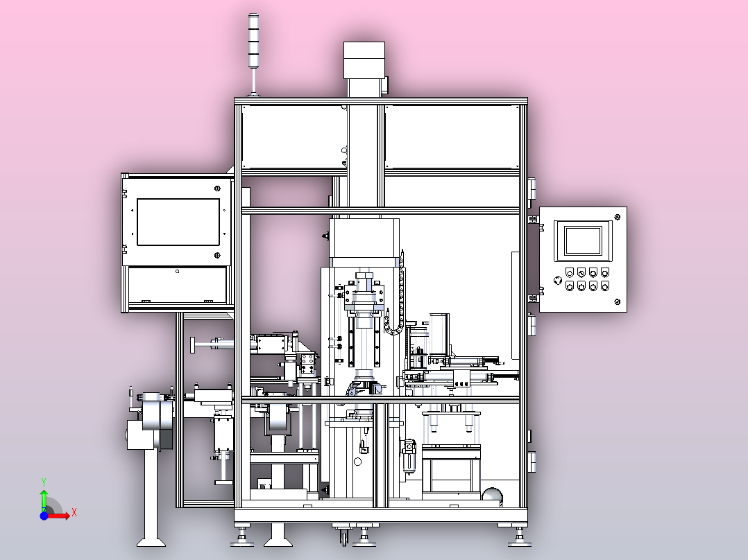 汽车前转向节压装机3D图纸前视图