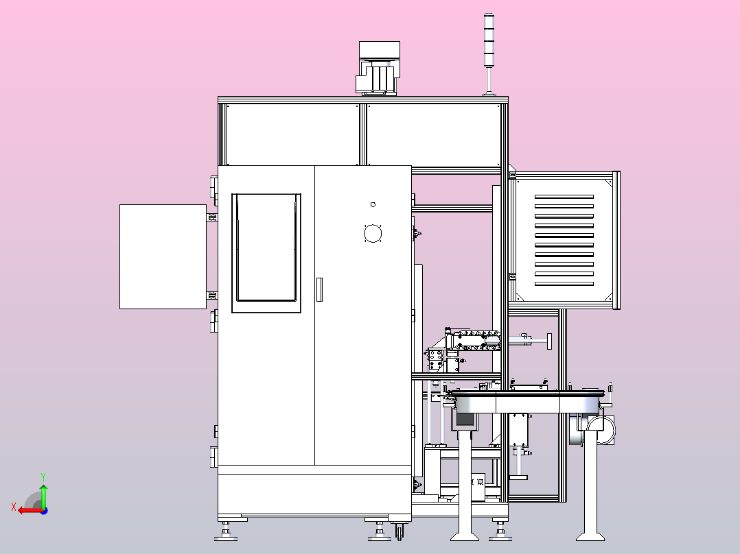 汽车前转向节压装机3D图纸后视图