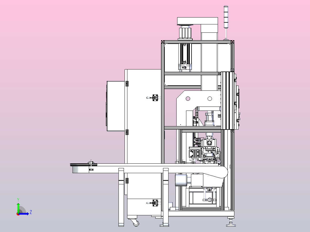 汽车前转向节压装机3D图纸左视图