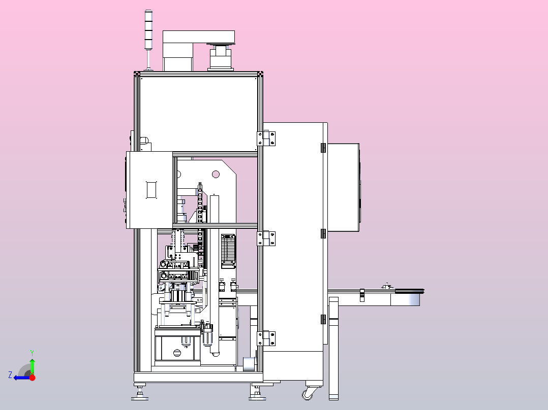 汽车前转向节压装机3D图纸右视图